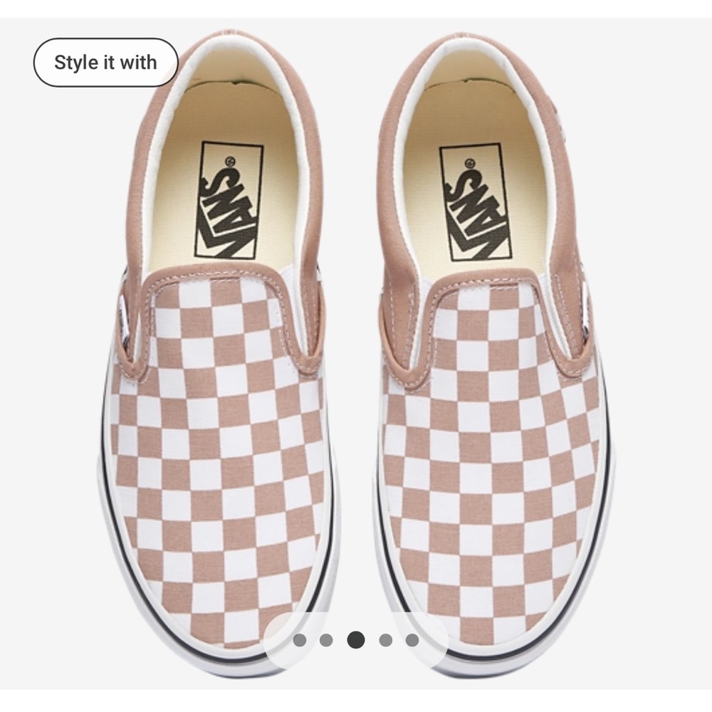 Vans Classic Slip-On in Taupe and White Checkerboard